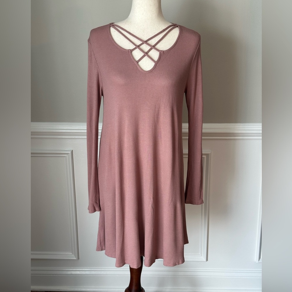 NEW Cy Fashion Waffle Knit Long Sleeve Dress size Medium
